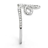 DA141 - High polished (no plating) Stainless Steel Ring with AAA Grade CZ  in Clear - Alamode