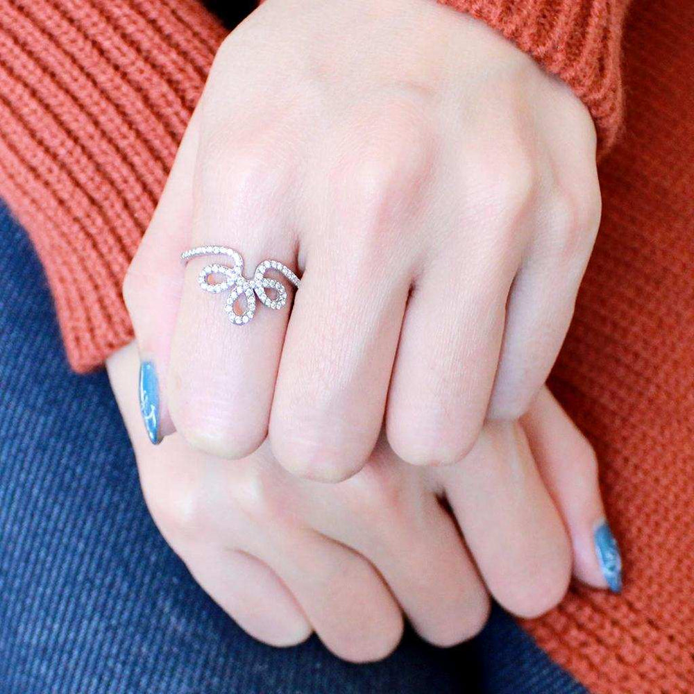 DA141 - High polished (no plating) Stainless Steel Ring with AAA Grade CZ in Clear - Alamode - Flyclothing LLC