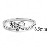 DA142 - High polished (no plating) Stainless Steel Ring with AAA Grade CZ  in Clear - Alamode