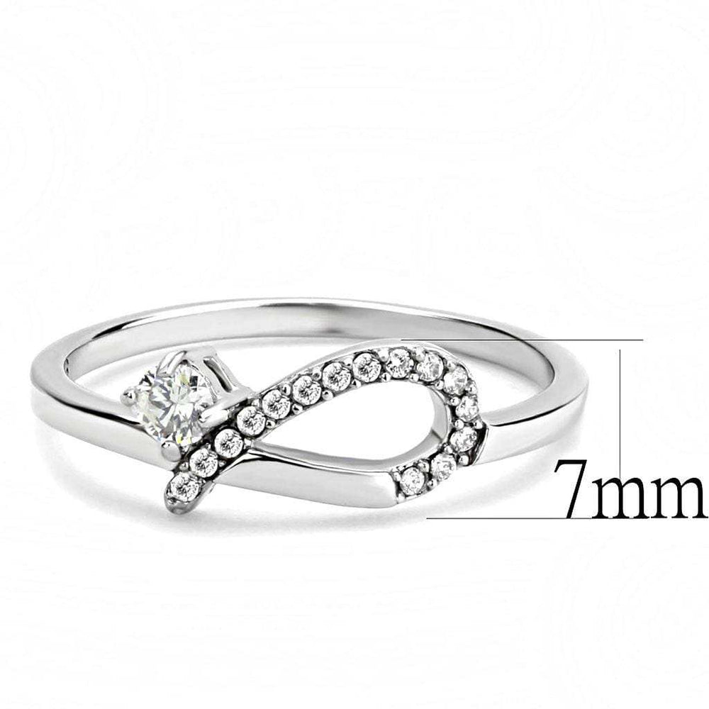 DA143 - High polished (no plating) Stainless Steel Ring with AAA Grade CZ in Clear - Alamode - Flyclothing LLC