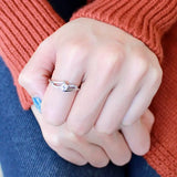 DA144 - High polished (no plating) Stainless Steel Ring with AAA Grade CZ in Clear - Alamode - Flyclothing LLC