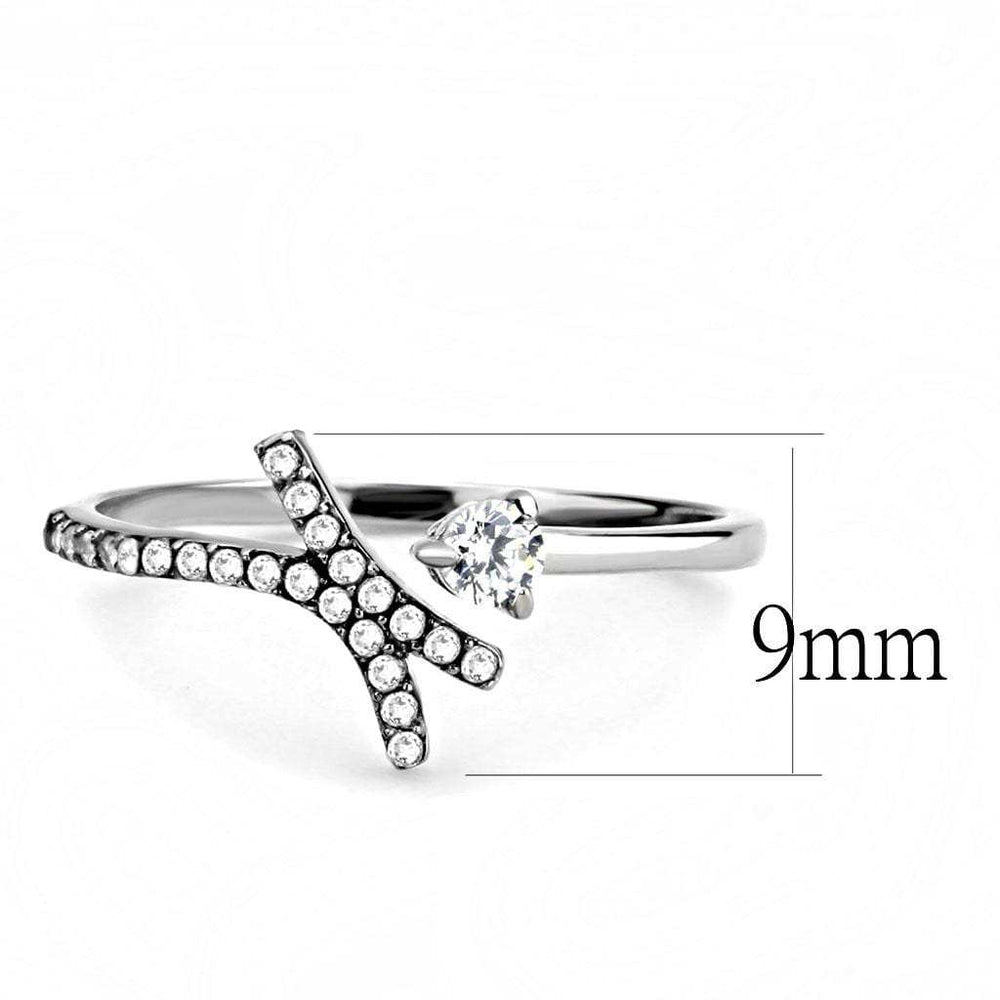 DA145 - High polished (no plating) Stainless Steel Ring with AAA Grade CZ in Clear - Alamode - Flyclothing LLC