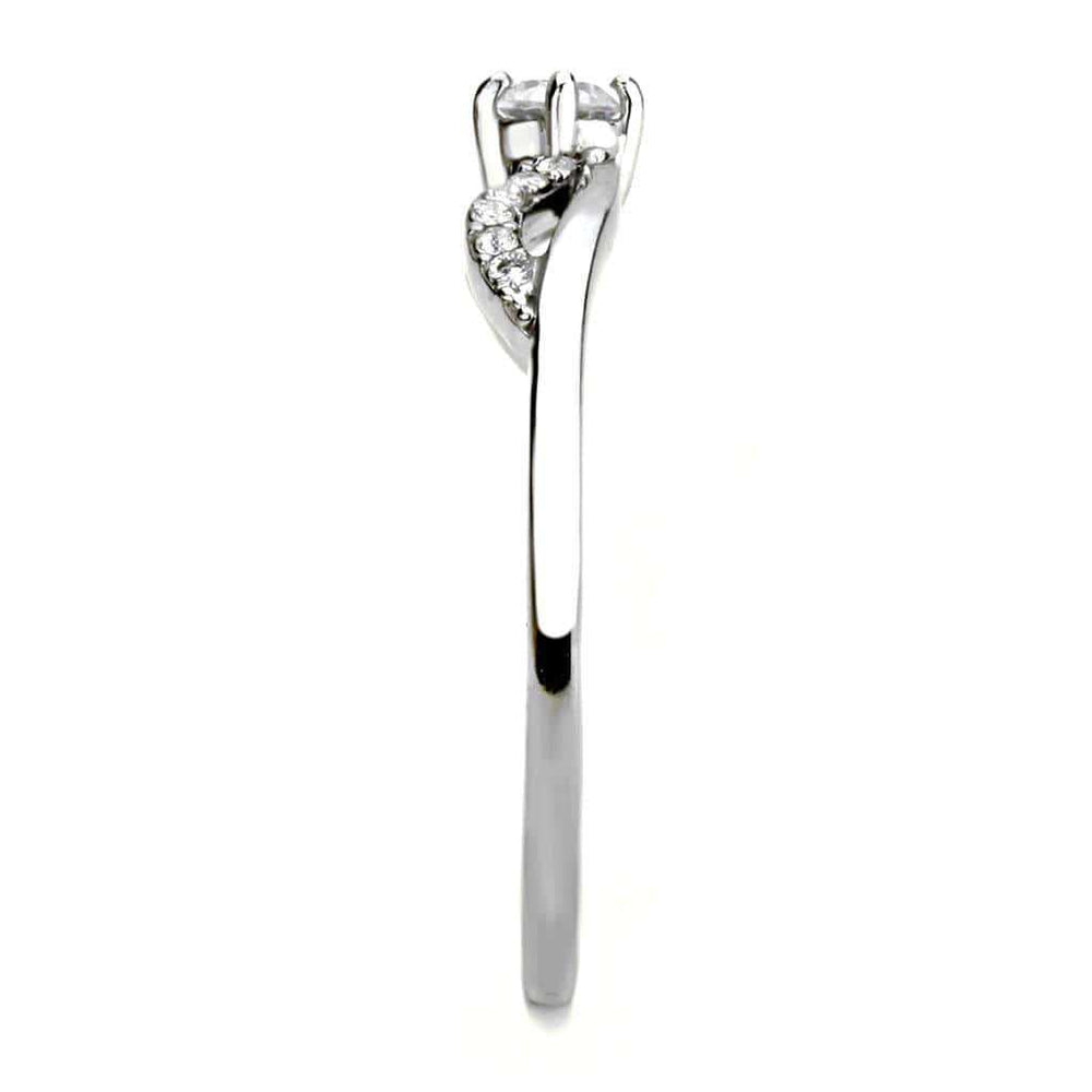 DA146 - High polished (no plating) Stainless Steel Ring with AAA Grade CZ in Clear - Alamode - Flyclothing LLC