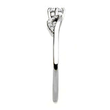 DA146 - High polished (no plating) Stainless Steel Ring with AAA Grade CZ  in Clear - Alamode