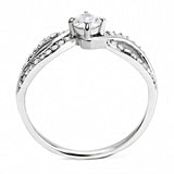 DA147 - High polished (no plating) Stainless Steel Ring with AAA Grade CZ  in Clear - Alamode