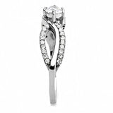 DA147 - High polished (no plating) Stainless Steel Ring with AAA Grade CZ in Clear - Alamode - Flyclothing LLC