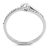 DA148 - High polished (no plating) Stainless Steel Ring with AAA Grade CZ  in Clear - Alamode
