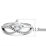 DA149 - High polished (no plating) Stainless Steel Ring with AAA Grade CZ  in Clear - Alamode