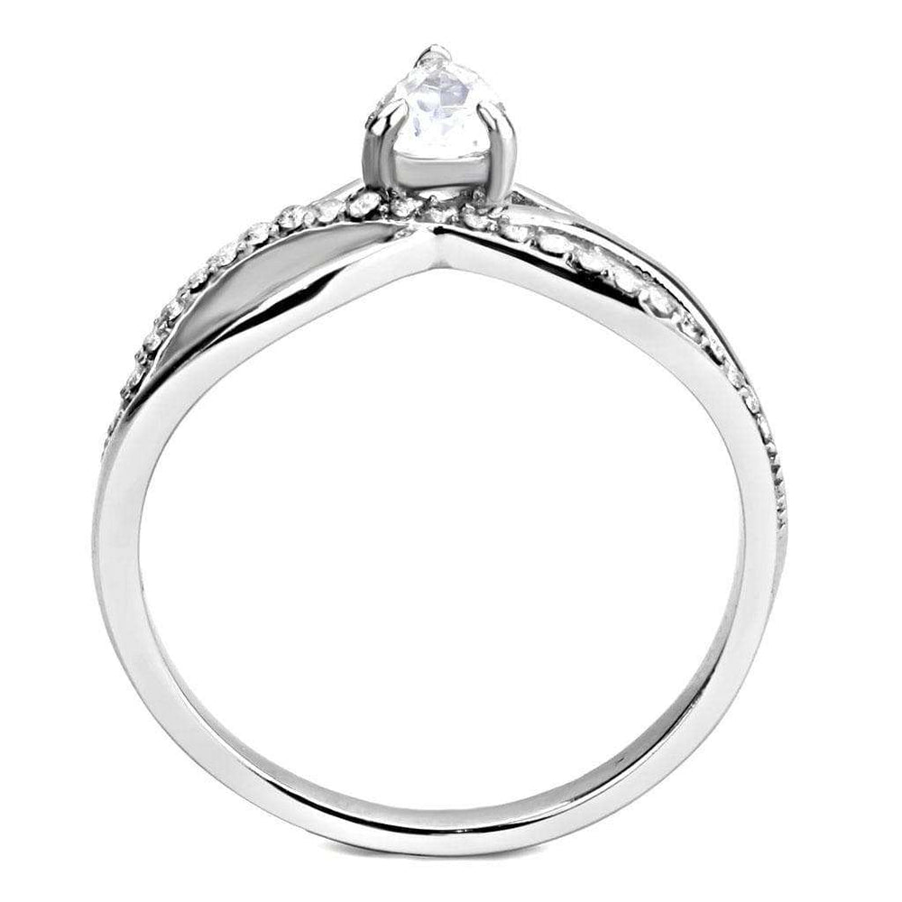 DA149 - High polished (no plating) Stainless Steel Ring with AAA Grade CZ in Clear - Alamode - Flyclothing LLC