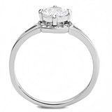DA150 - High polished (no plating) Stainless Steel Ring with AAA Grade CZ  in Clear