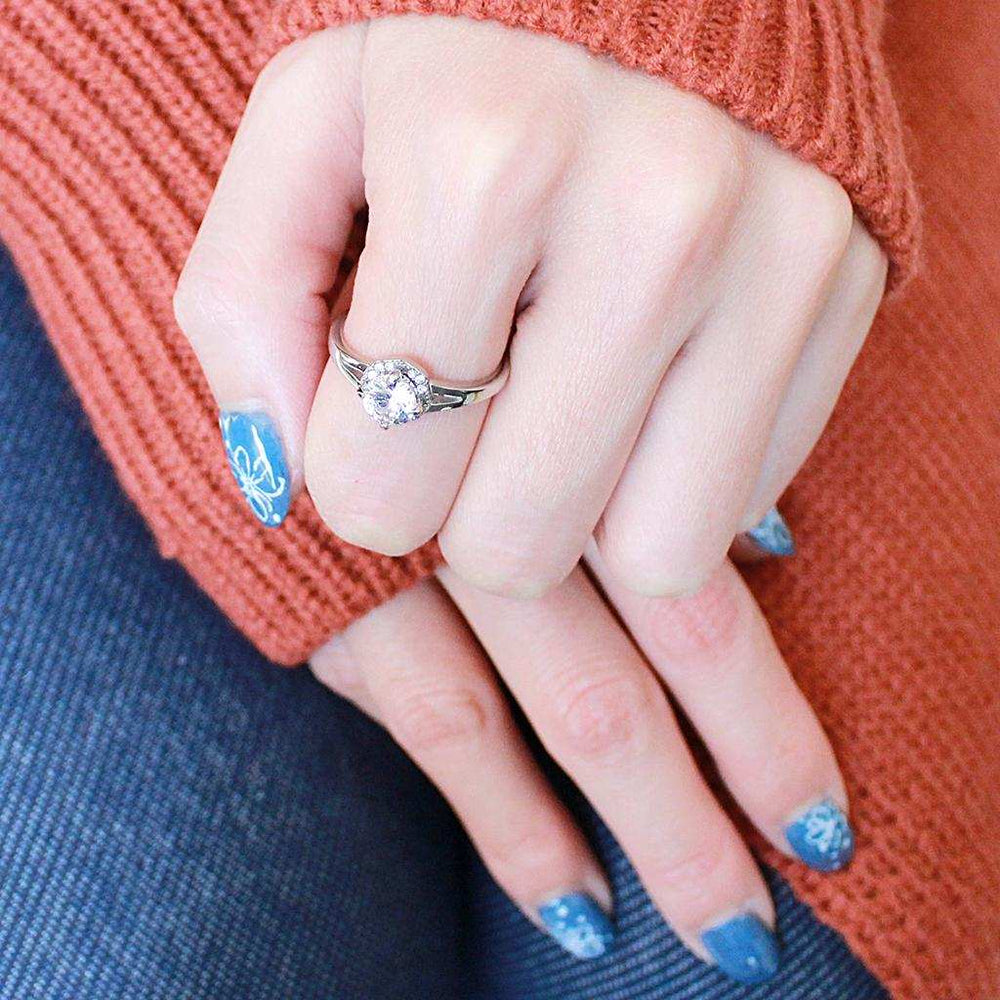 DA150 - High polished (no plating) Stainless Steel Ring with AAA Grade CZ in Clear - Alamode - Flyclothing LLC