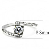 DA151 - High polished (no plating) Stainless Steel Ring with AAA Grade CZ in Clear - Alamode - Flyclothing LLC