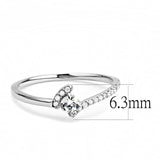 DA152 - High polished (no plating) Stainless Steel Ring with AAA Grade CZ  in Clear - Alamode