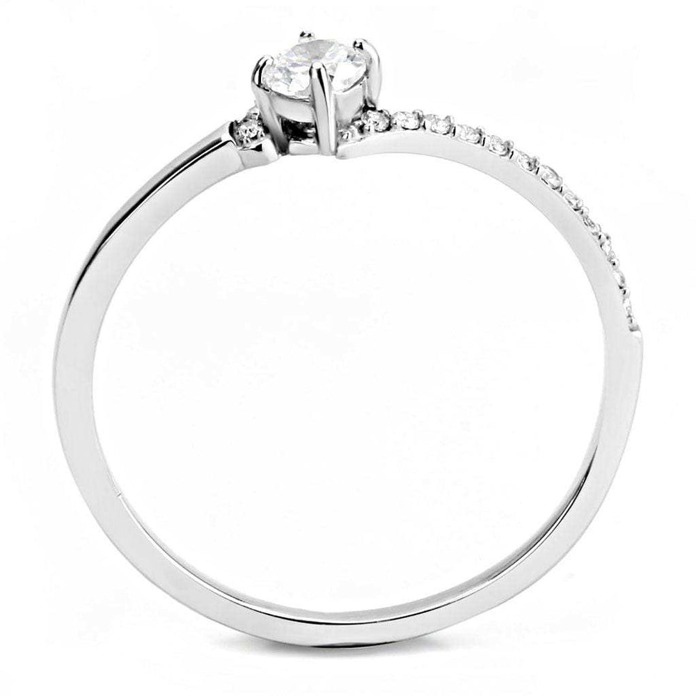 DA152 - High polished (no plating) Stainless Steel Ring with AAA Grade CZ in Clear - Alamode - Flyclothing LLC