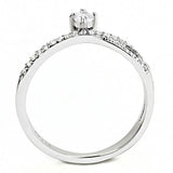 DA153 - High polished (no plating) Stainless Steel Ring with AAA Grade CZ in Clear - Alamode - Flyclothing LLC