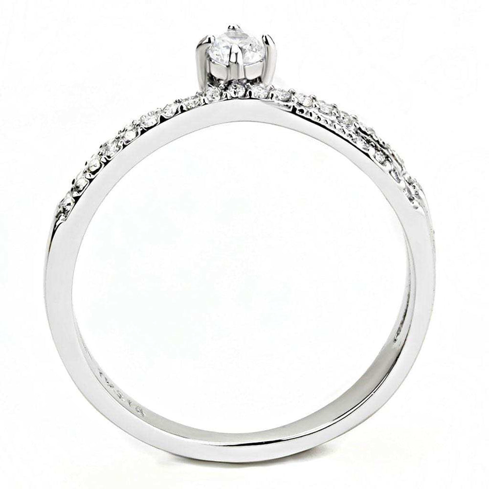 DA153 - High polished (no plating) Stainless Steel Ring with AAA Grade CZ in Clear - Alamode - Flyclothing LLC