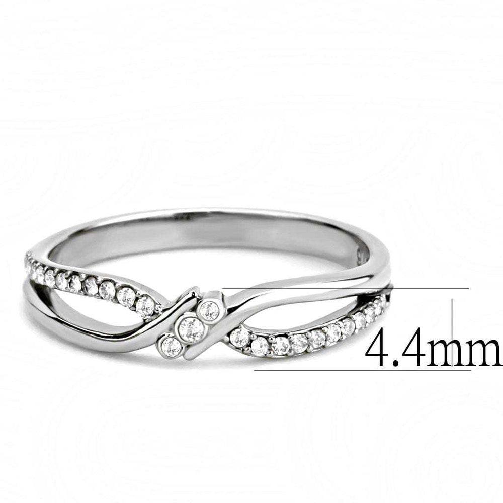 DA156 - High polished (no plating) Stainless Steel Ring with AAA Grade CZ in Clear - Alamode - Flyclothing LLC