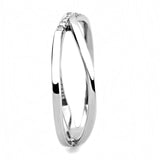 DA158 - High polished (no plating) Stainless Steel Ring with AAA Grade CZ  in Clear - Alamode