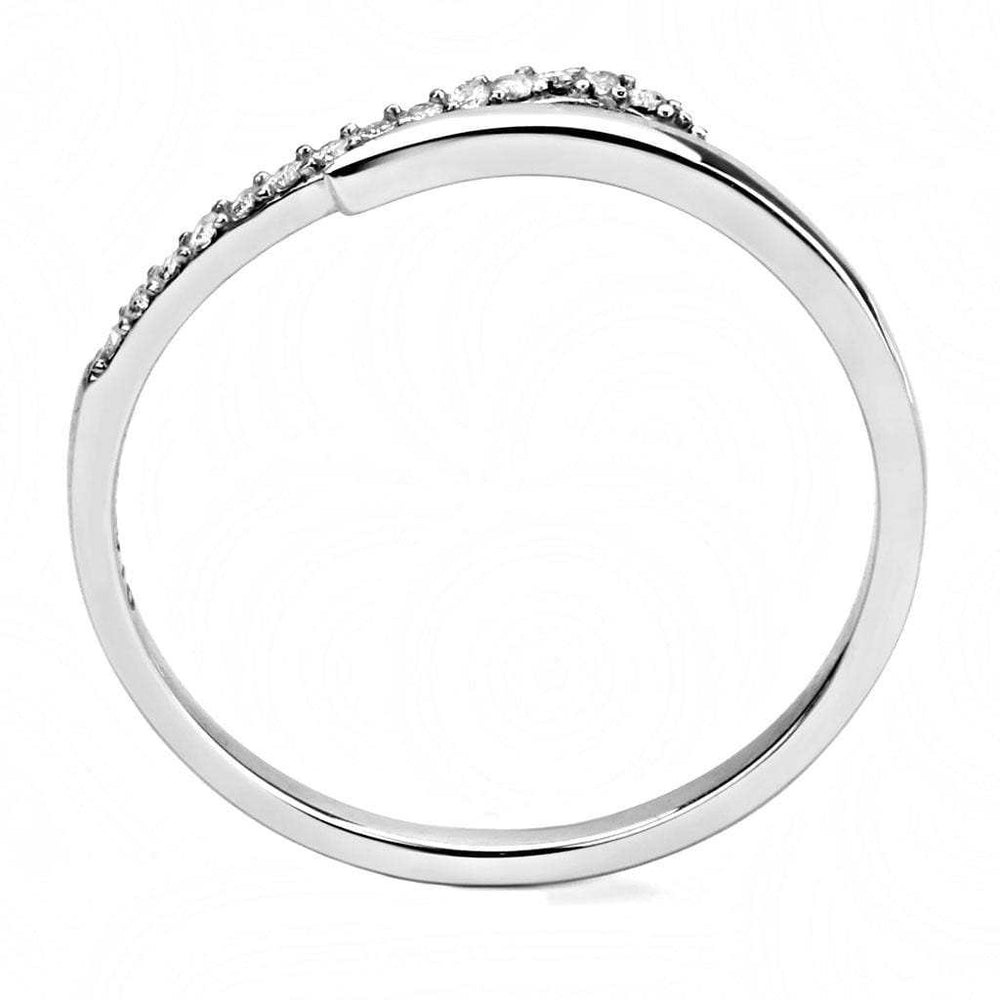 DA159 - High polished (no plating) Stainless Steel Ring with AAA Grade CZ in Clear - Alamode - Flyclothing LLC