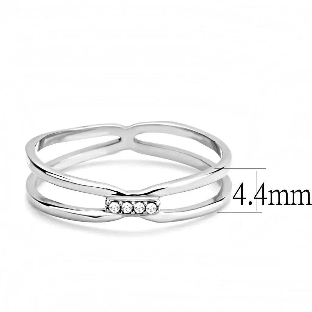 DA160 - High polished (no plating) Stainless Steel Ring with AAA Grade CZ in Clear - Alamode - Flyclothing LLC