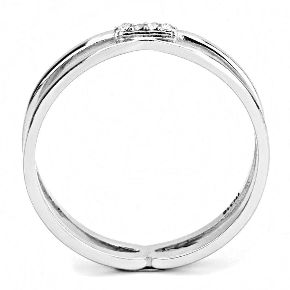 DA160 - High polished (no plating) Stainless Steel Ring with AAA Grade CZ in Clear - Alamode - Flyclothing LLC