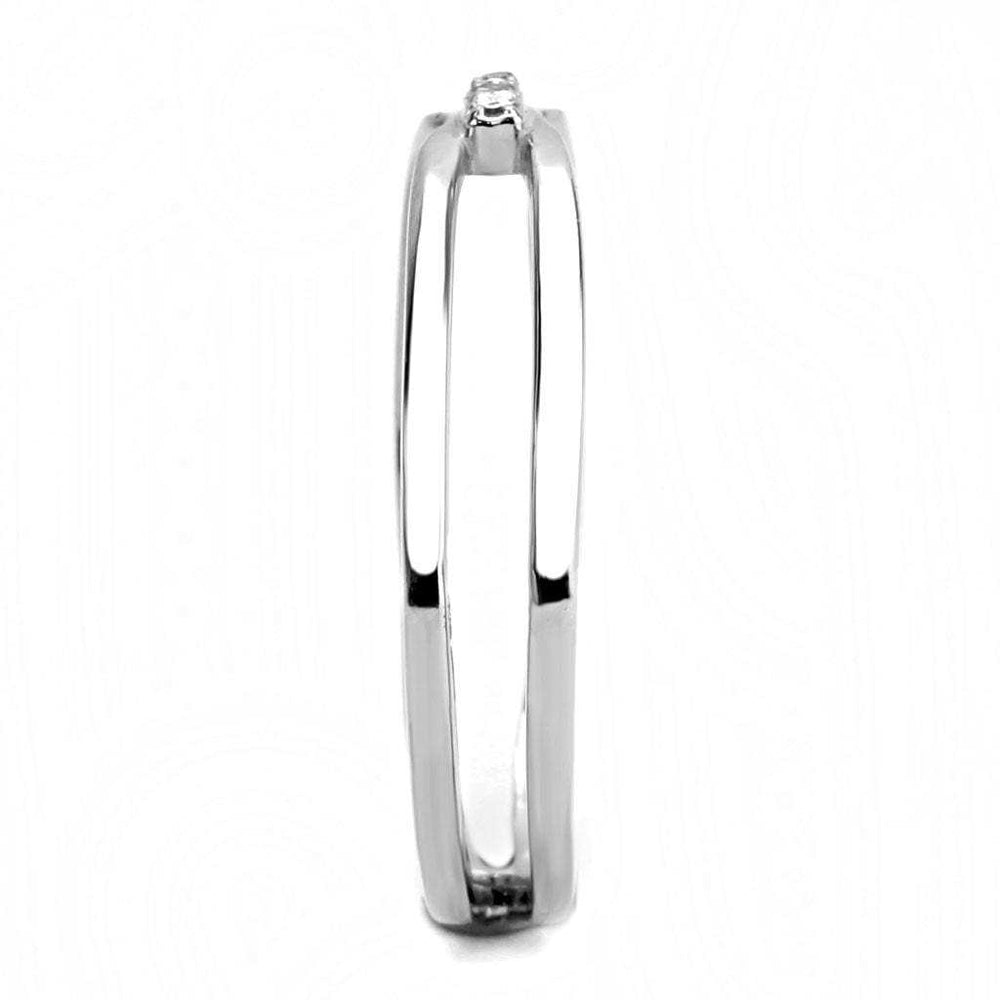 DA160 - High polished (no plating) Stainless Steel Ring with AAA Grade CZ in Clear - Alamode - Flyclothing LLC