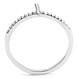 DA161 - High polished (no plating) Stainless Steel Ring with AAA Grade CZ  in Clear - Alamode