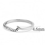 DA162 - High polished (no plating) Stainless Steel Ring with AAA Grade CZ  in Clear