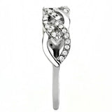 DA163 - High polished (no plating) Stainless Steel Ring with AAA Grade CZ in Clear - Alamode - Flyclothing LLC
