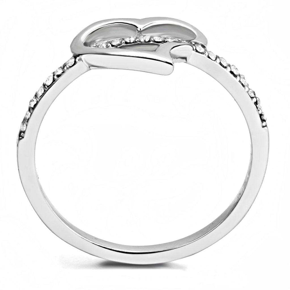 DA164 - High polished (no plating) Stainless Steel Ring with AAA Grade CZ in Clear - Alamode - Flyclothing LLC