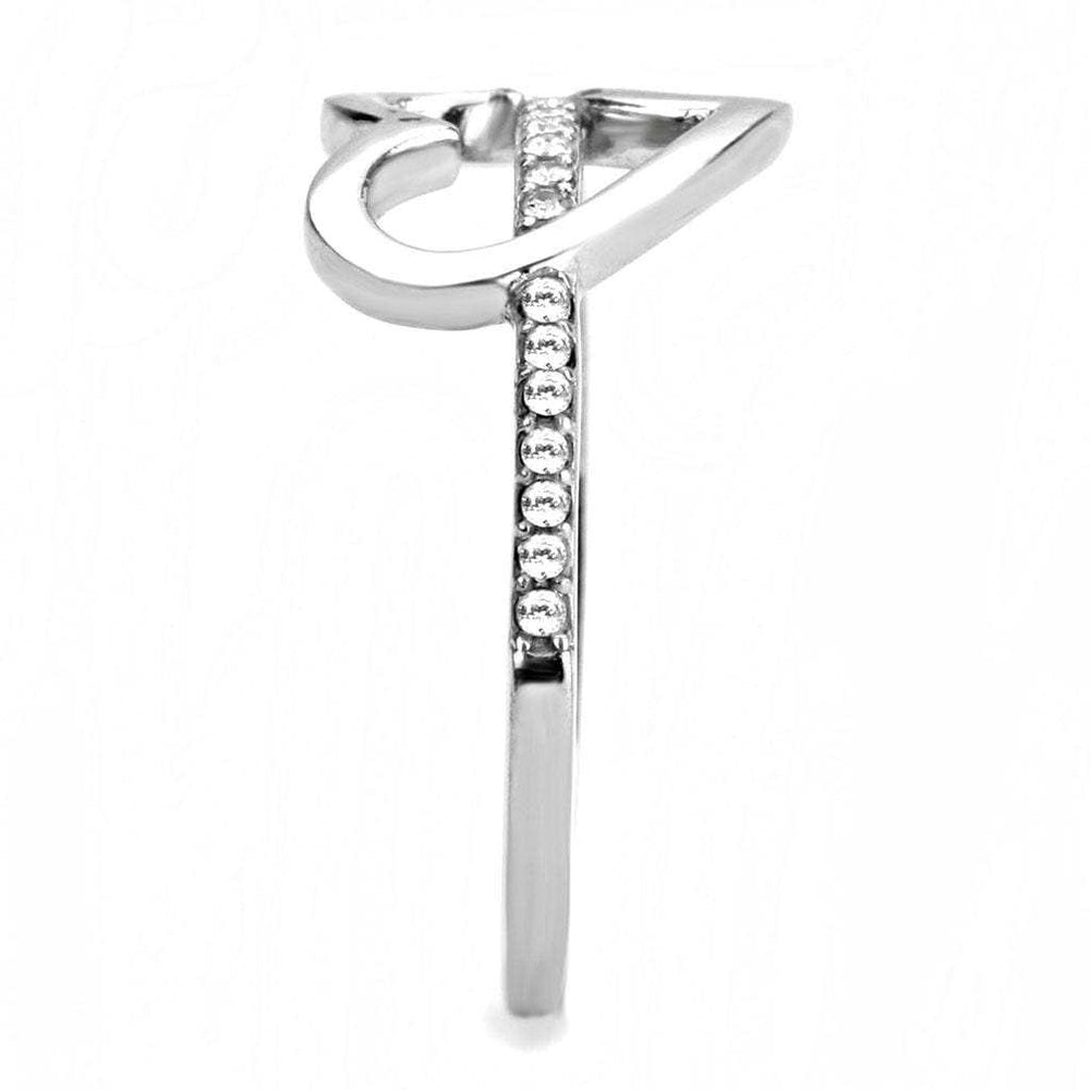 DA164 - High polished (no plating) Stainless Steel Ring with AAA Grade CZ in Clear - Alamode - Flyclothing LLC