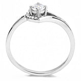 DA165 - High polished (no plating) Stainless Steel Ring with AAA Grade CZ  in Clear - Alamode