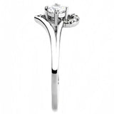 DA165 - High polished (no plating) Stainless Steel Ring with AAA Grade CZ in Clear - Alamode - Flyclothing LLC