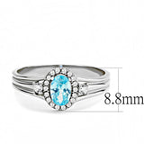 DA166 - High polished (no plating) Stainless Steel Ring with AAA Grade CZ  in Sea Blue - Alamode