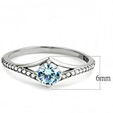 DA167 - High polished (no plating) Stainless Steel Ring with AAA Grade CZ in Sea Blue - Alamode - Flyclothing LLC