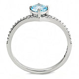 DA167 - High polished (no plating) Stainless Steel Ring with AAA Grade CZ in Sea Blue - Alamode - Flyclothing LLC