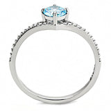 DA167 - High polished (no plating) Stainless Steel Ring with AAA Grade CZ  in Sea Blue - Alamode