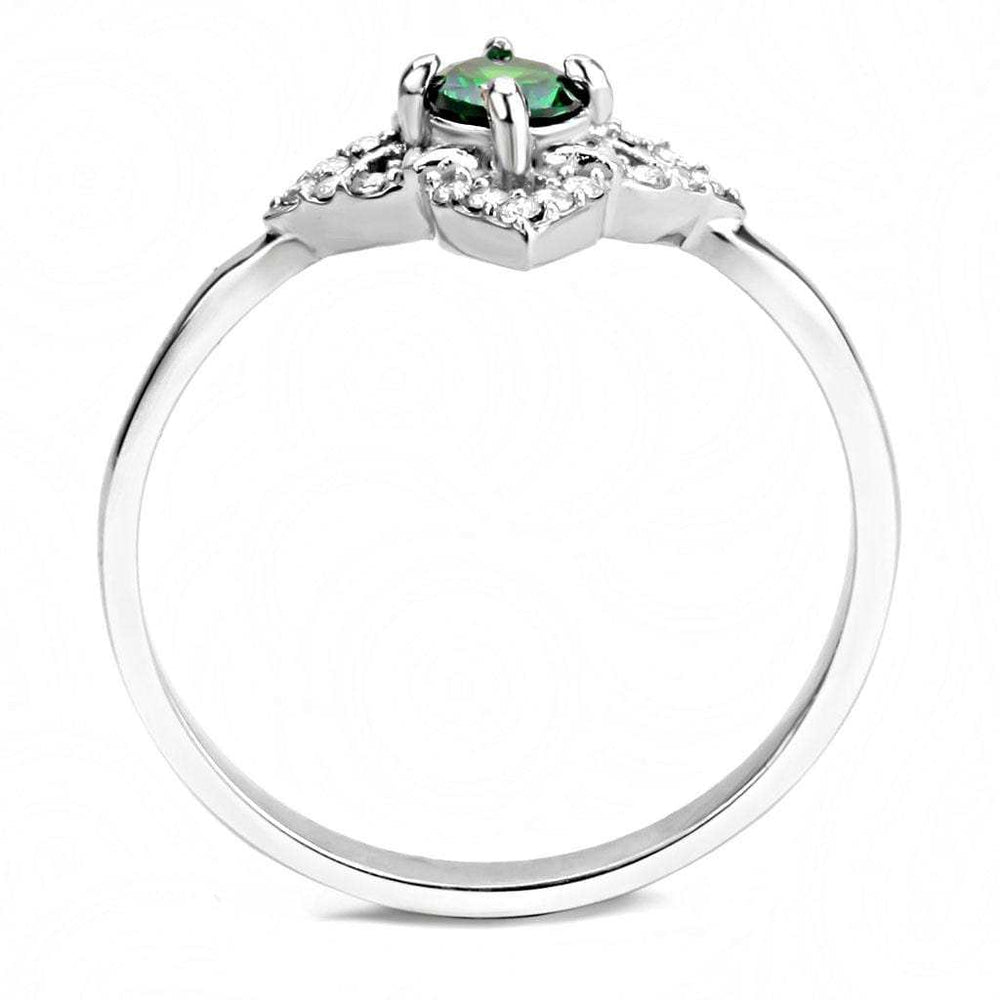DA168 - High polished (no plating) Stainless Steel Ring with AAA Grade CZ in Emerald - Alamode - Flyclothing LLC
