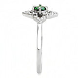 DA168 - High polished (no plating) Stainless Steel Ring with AAA Grade CZ  in Emerald