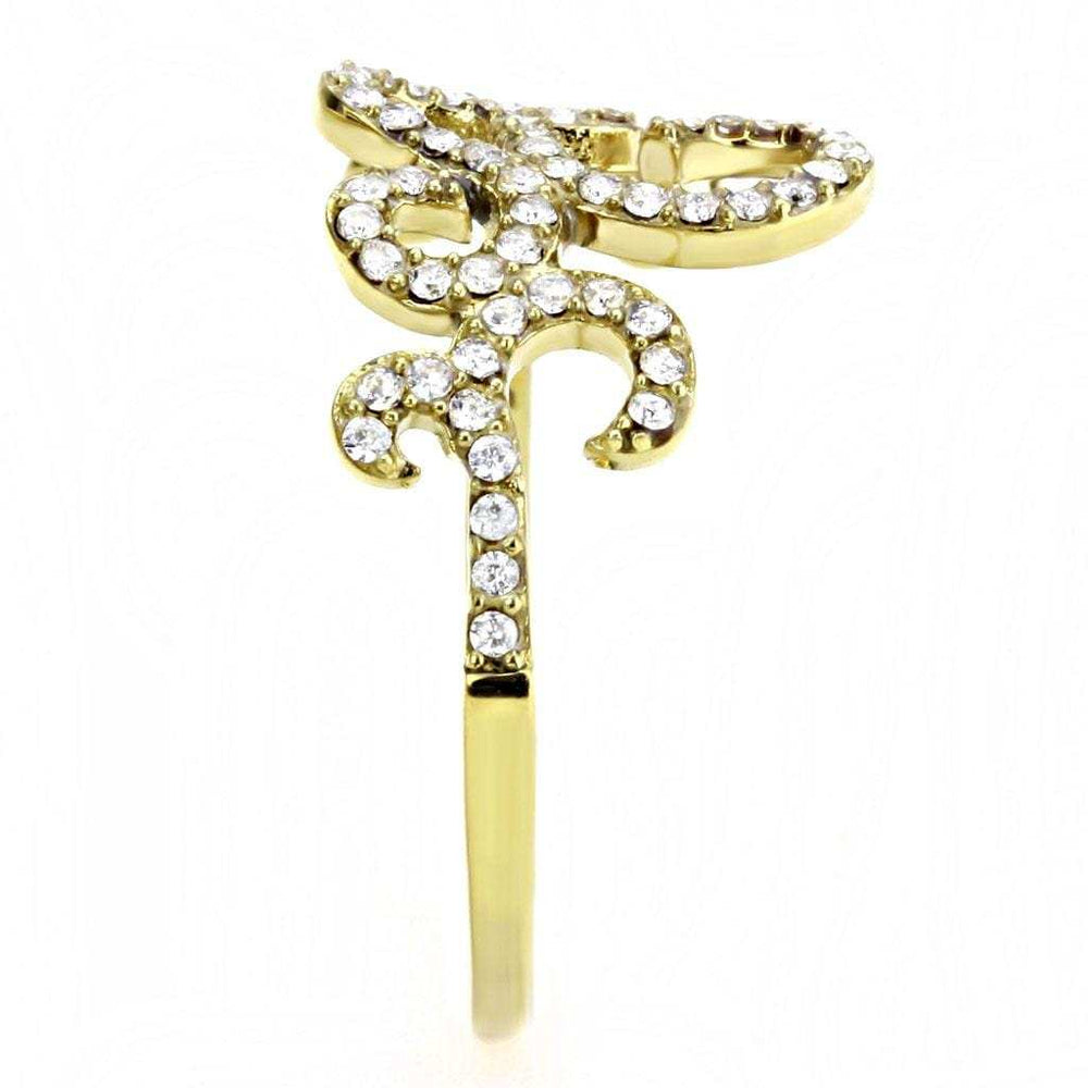 DA170 - IP Gold(Ion Plating) Stainless Steel Ring with AAA Grade CZ in Clear - Alamode - Flyclothing LLC