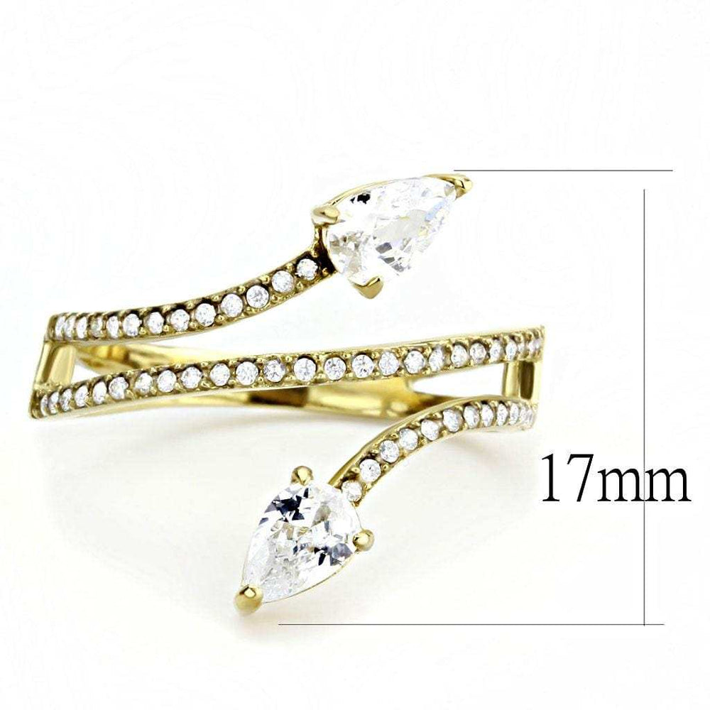 DA171 - IP Gold(Ion Plating) Stainless Steel Ring with AAA Grade CZ in Clear - Alamode - Flyclothing LLC