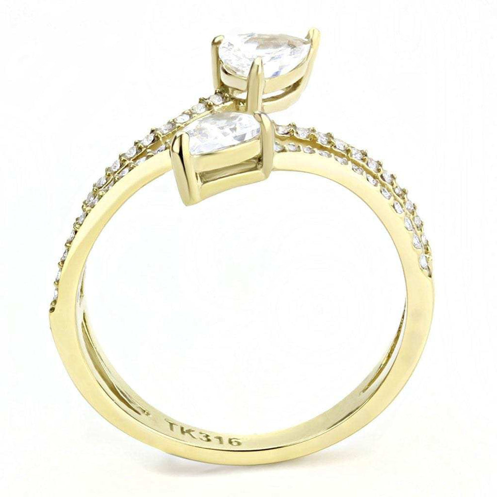 DA171 - IP Gold(Ion Plating) Stainless Steel Ring with AAA Grade CZ in Clear - Alamode - Flyclothing LLC