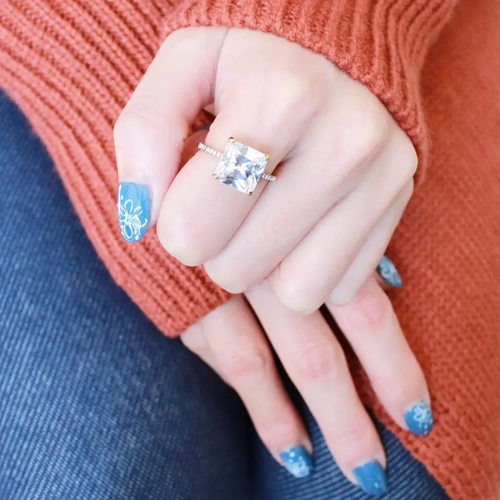 DA172 - IP Gold(Ion Plating) Stainless Steel Ring with AAA Grade CZ in Clear - Alamode - Flyclothing LLC