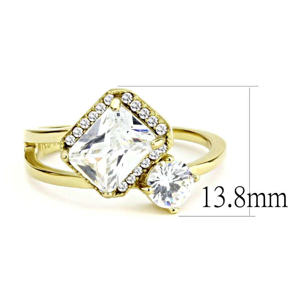 DA173 - IP Gold(Ion Plating) Stainless Steel Ring with AAA Grade CZ in Clear - Alamode - Flyclothing LLC