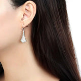 DA174 - High polished (no plating) Stainless Steel Earrings with AAA Grade CZ in Topaz - Alamode - Flyclothing LLC