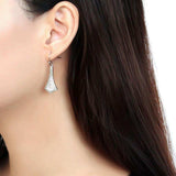 DA174 - High polished (no plating) Stainless Steel Earrings with AAA Grade CZ in Topaz - Alamode - Flyclothing LLC