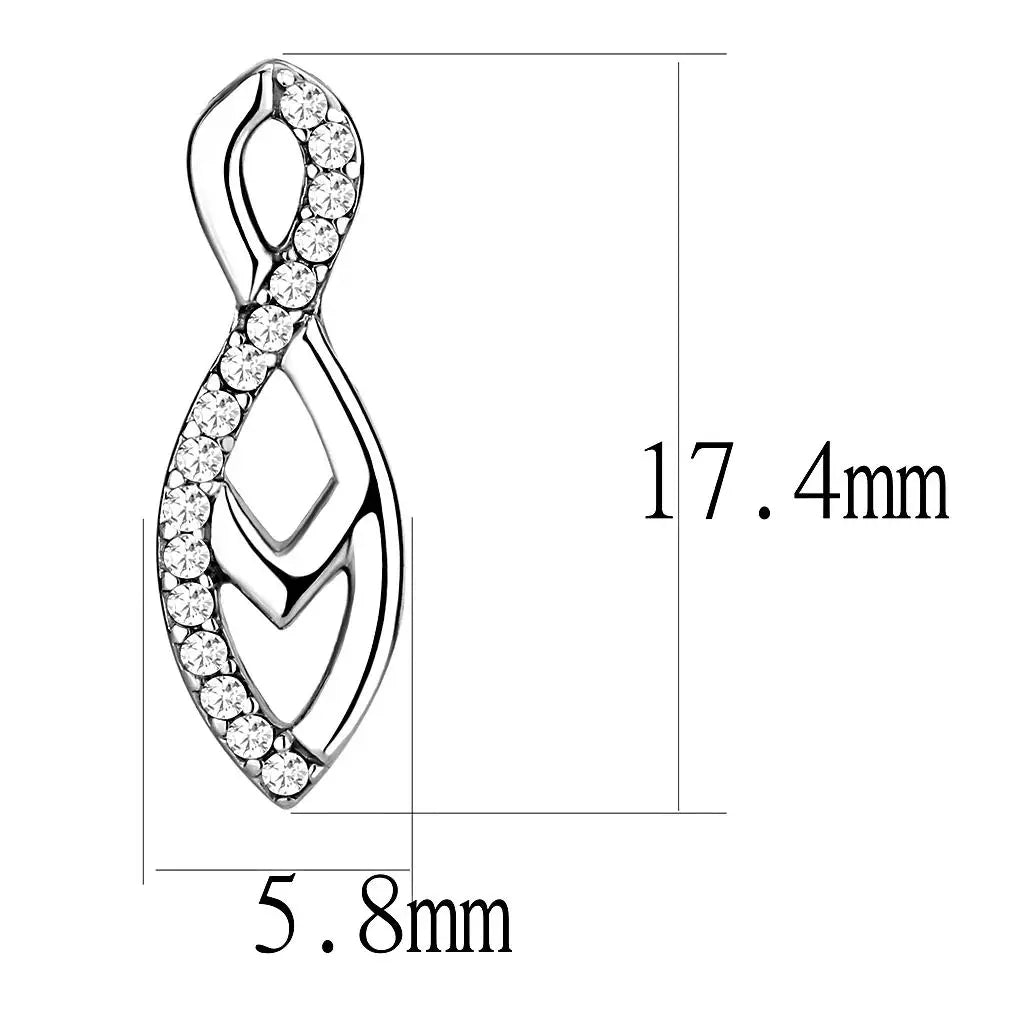 DA176 - High polished (no plating) Stainless Steel Earrings with AAA Grade CZ in Clear - Alamode - Flyclothing LLC