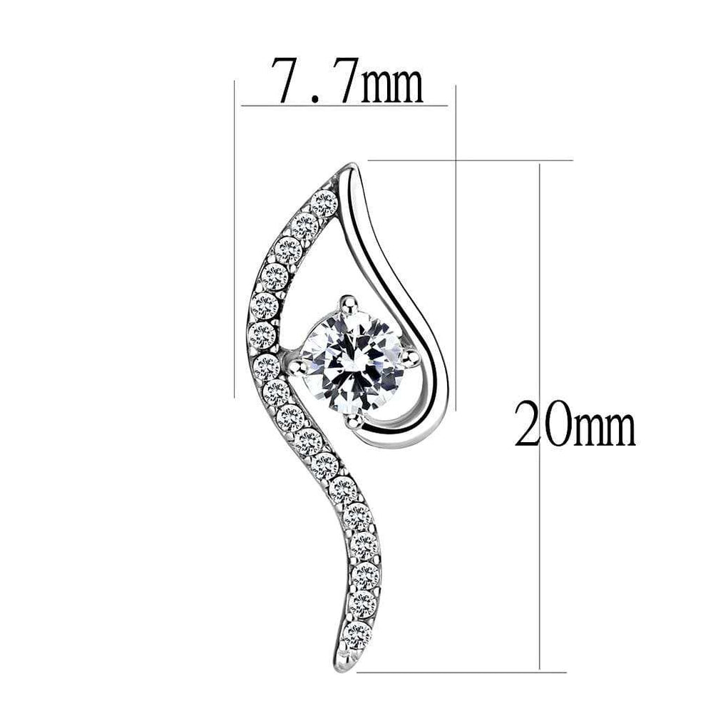 DA177 - High polished (no plating) Stainless Steel Earrings with AAA Grade CZ in Clear - Alamode - Flyclothing LLC