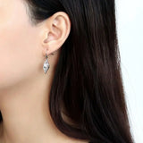 DA178 - High polished (no plating) Stainless Steel Earrings with AAA Grade CZ in Clear - Alamode - Flyclothing LLC