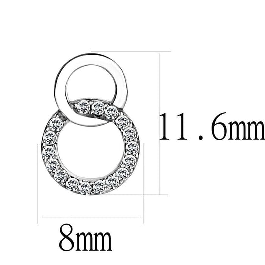 DA179 - High polished (no plating) Stainless Steel Earrings with AAA Grade CZ in Clear - Alamode - Flyclothing LLC